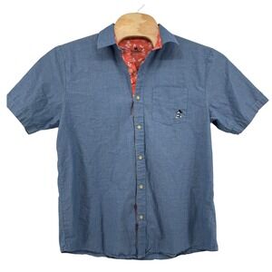 Disney Parks M Chambray Mickey Mouse Embroidered Short Sleeve Button Down Shirt